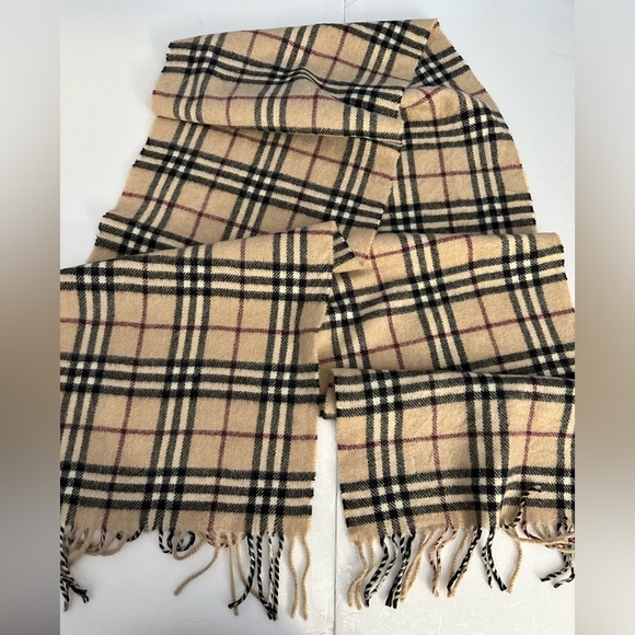 BURBERRY / BURBERRY’S London 100% Cashmere fringe scarf classic check brown VTG - Picture 6 of 10
